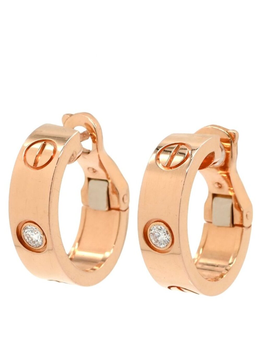 Cartier Earrings Love Hoop Diamond Pink Gold Mini PG RG